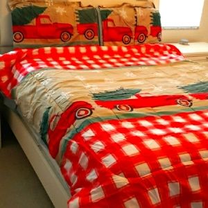 Queen comforter with 2 matching pillow shams.